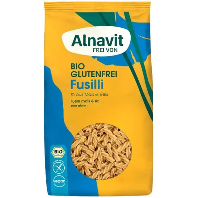 Fusilli din porumb si orez fara gluten bio 500g Alnavit